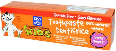 Obsessively Natural Kids, Toothpaste, Flouride Free, Berry Smart, 4 oz (113 g) by Kiss My Face, 洗澡，美容，口腔牙齒護理，牙膏 HK 香港