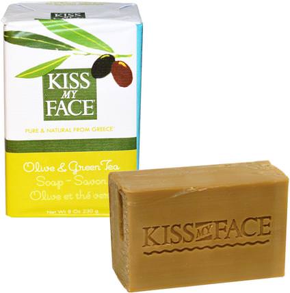 Olive & Green Tea Soap Bar, 8 oz (230 g) by Kiss My Face, 洗澡，美容，肥皂 HK 香港