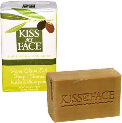 Pure Olive Oil Soap Bar, Fragrance Free, 4 oz (115 g) by Kiss My Face, 洗澡，美容，肥皂 HK 香港