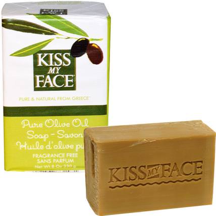 Pure Olive Oil Soap, Fragrance Free, 8 oz (230 g) by Kiss My Face, 洗澡，美容，肥皂 HK 香港