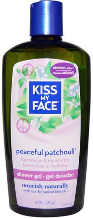 Shower Gel, Peaceful Patchouli, 16 fl oz (473 ml) by Kiss My Face, 沐浴，美容，沐浴露，香薰精油，廣藿香油 HK 香港