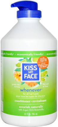Whenever Conditioner, Green Tea & Lime, 32 fl oz (946 ml) by Kiss My Face, 洗澡，美容，護髮素，摩洛哥堅果 HK 香港