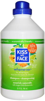 Whenever Shampoo, All Hair Types, Green Tea & Lime, 32 fl oz (946 ml) by Kiss My Face, 洗澡，美容，洗髮水，摩洛哥堅果 HK 香港