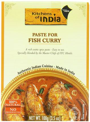 Paste For Fish Curry, 3.5 oz (100 g) by Kitchens of India, 食物，醬汁和醃泡汁 HK 香港