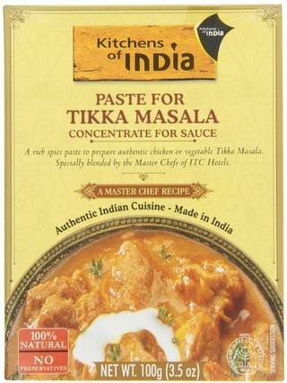 Paste For Tikka Masala, 3.5 oz (100 g) by Kitchens of India, 食物，醬汁和醃泡汁 HK 香港