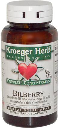 Bilberry, 90 Veggie Caps by Kroeger Herb Co, 健康，眼部護理，視力保健，越橘 HK 香港