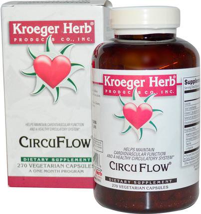 CircuFlow, 270 Veggie Caps by Kroeger Herb Co, 健康，心臟心血管健康，心臟支持 HK 香港