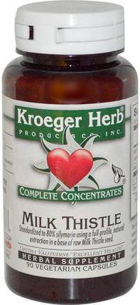 Complete Concentrates, Milk Thistle, 90 Veggie Caps by Kroeger Herb Co, 健康，排毒，奶薊（水飛薊素） HK 香港