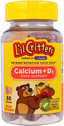 Calcium+D3, Bone Support, 60 Gummies by Lil Critters, 補品，礦物質，鈣 HK 香港