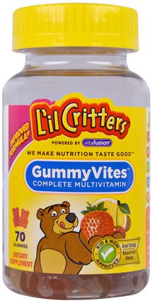 Gummy Vites, Complete Multivitamin, Natural Fruit Flavors, 70 Gummies by Lil Critters, 維生素，多種維生素，兒童多種維生素，熱敏性產品 HK 香港