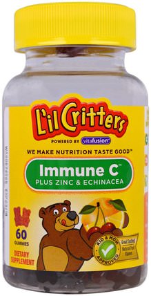 Immune C Plus Zinc & Echinacea, 60 Gummies by Lil Critters, 維生素，多種維生素，兒童多種維生素，熱敏性產品 HK 香港