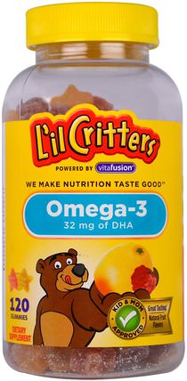 Omega-3, Natural Raspberry and Lemonade Flavors, 120 Gummies by Lil Critters, 補充劑，efa omega 3 6 9（epa dha），dha，epa，熱敏產品 HK 香港