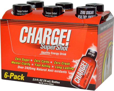 Charge! Super Shots, 6-Pack, 2.5 fl oz (75 ml) Each by Labrada Nutrition, 補充劑，抗氧化劑，能量飲料混合 HK 香港
