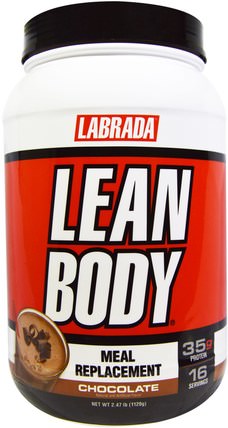 Lean Body, Meal Replacement, Chocolate, 2.47 lbs (1120 g) by Labrada Nutrition, 補充劑，代餐奶昔 HK 香港
