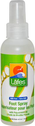 Foot Spray with Peppermint Oil, 4 oz. (118 ml) by Lafes Natural Body Care, 洗澡，美容，腳部護理 HK 香港