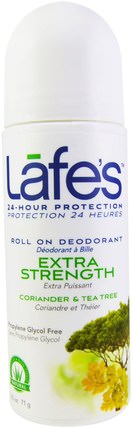 Roll On Deodorant, Extra Stength, Coriander & Tea Tree, 2.5 oz (71 g) by Lafes Natural Body Care, 沐浴，美容，除臭劑，滾裝除臭劑 HK 香港