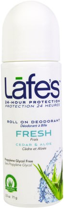 Roll On Deodorant, Fresh, Cedar & Aloe, 2.5 oz (71 g) by Lafes Natural Body Care, 沐浴，美容，除臭劑，滾裝除臭劑 HK 香港