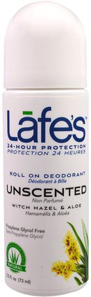 Roll On Deodorant, Unscented, 2.5 oz (73 ml) by Lafes Natural Body Care, 沐浴，美容，除臭劑，滾裝除臭劑 HK 香港
