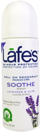 Soothe, Roll On Deodorant, Lavender & Aloe, 2.5 fl oz (73 ml) by Lafes Natural Body Care, 浴，美容，除臭劑，滾裝除臭女性 HK 香港