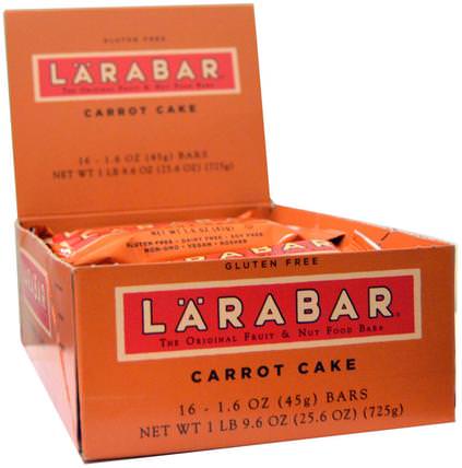 Carrot Cake, 16 Bars, 1.6 oz (45 g) Per Bar by Larabar, larabar，食物，健康零食，營養棒 HK 香港