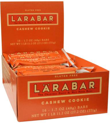 Cashew Cookie, 16 Bars, 1.7 oz (48 g) Each by Larabar, larabar，食物，健康零食 HK 香港