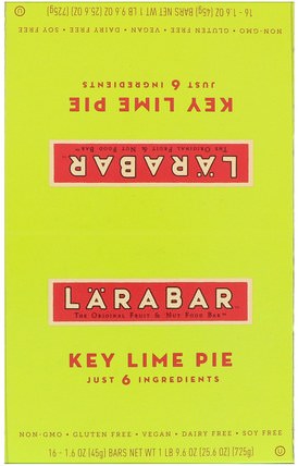 Key Lime Pie, 16 Bars, 1.6 oz (45 g) Each by Larabar, larabar，食物，健康零食 HK 香港