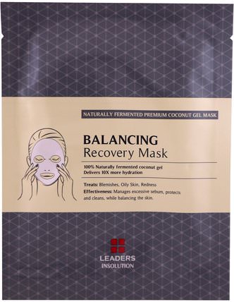 Coconut Gel Balancing Recovery Mask, 1 Mask, 30 ml by Leaders, 美容，面膜，面膜 HK 香港