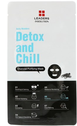 Detox and Chill, Charcoal Purifying Mask, 1 Mask, 0.84 fl oz (25 ml) by Leaders, 美容，面膜，面膜 HK 香港