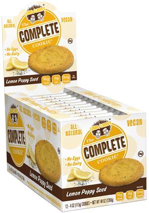 The Complete Cookie, Lemon Poppy Seed, 12 Cookies, 4 oz (113 g) Each by Lenny & Larrys, 運動，蛋白質棒 HK 香港