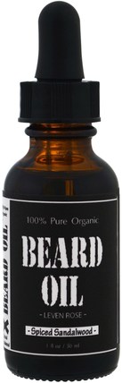 100% Pure Organic Beard Oil, Spiced Sandalwood, 1 fl oz (30 ml) by Leven Rose, 健康，男人，剃須 HK 香港
