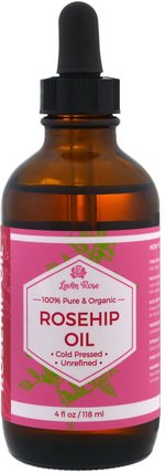 100% Pure & Organic Rosehip Oil, 4 fl oz (118 ml) by Leven Rose, 沐浴，美容，香薰精油，玫瑰果籽油 HK 香港