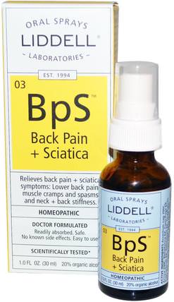 BpS, Back Pain + Sciatica, Oral Sprays, 1.0 fl oz (30 ml) by Liddell, 補充劑，順勢療法緩解疼痛 HK 香港