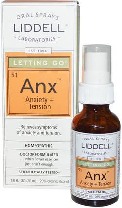 Letting Go, Anx Anxiety + Tension, Oral Spray, 1.0 fl oz (30 ml) by Liddell, 補充劑，順勢療法抗壓力和睡眠 HK 香港