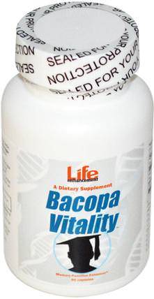 Bacopa Vitality, 90 Capsules by Life Enhancement, 健康，注意力缺陷障礙，添加，adhd，腦，記憶，草藥，bacopa（brahmi） HK 香港