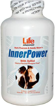 Durk Pearson & Sandy Shaws, Inner Power with Xylitol Drink Mix, Cherry Flavored, 1 lb 2 oz (513 g) by Life Enhancement, 補充劑，氨基酸，精氨酸，精氨酸粉末 HK 香港