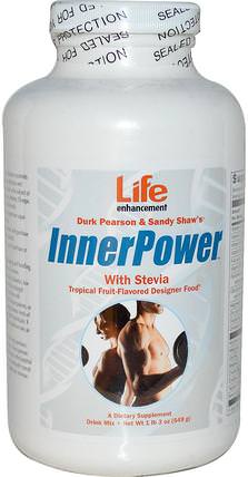 Durk Pearson & Sandy Shaws, InnerPower with Stevia Drink Mix, Tropical Fruit-Flavored, 1 lb 3 oz (549 g) by Life Enhancement, 維生素，膽鹼 HK 香港