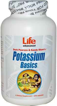 Potassium Basics, 240 Capsules by Life Enhancement, 補充劑，礦物質，鉀，健康，骨骼，骨質疏鬆症 HK 香港