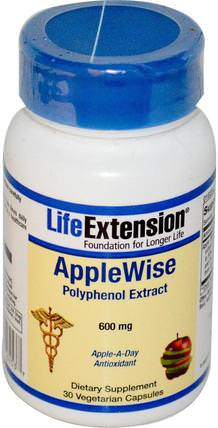 AppleWise, Polyphenol Extract, 600 mg, 30 Veggie Caps by Life Extension, 補充劑，抗氧化劑，水果提取物，蘋果 HK 香港