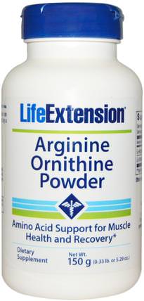 Arginine Ornithine Powder, 5.29 oz (150 g) by Life Extension, 補充劑，氨基酸，精氨酸，精氨酸+ l鳥氨酸 HK 香港