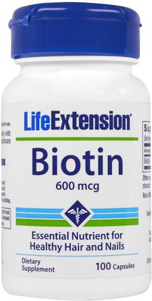 Biotin, 600 mcg, 100 Capsules by Life Extension, 維生素，維生素B，生物素 HK 香港