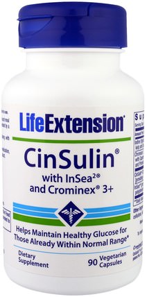 CinSulin With InSea2 & Crominex 3+, 90 Veggie Caps by Life Extension, 健康，血糖 HK 香港