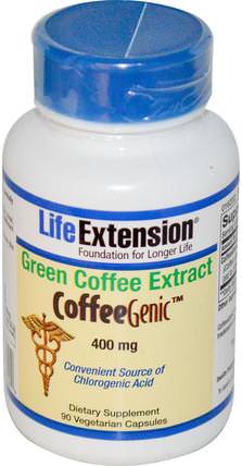 CoffeeGenic, Green Coffee Extract, 400 mg, 90 Veggie Caps by Life Extension, 補充劑，抗氧化劑，綠咖啡豆提取物，綠茶 HK 香港