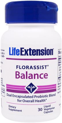FlorAssist, Balance, 30 Liquid Veggie Caps by Life Extension, 補充劑，益生菌，穩定的益生菌，健康 HK 香港