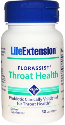 Florassist, Throat Health, 30 Lozenges by Life Extension, 健康，感冒流感和病毒，喉嚨護理噴霧 HK 香港