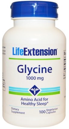 Glycine, 1000 mg, 100 Veggie Caps by Life Extension, 補充劑，氨基酸，甘氨酸 HK 香港