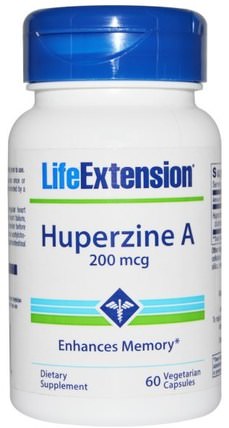 Huperzine A, 200 mcg, 60 Veggie Caps by Life Extension, 健康，注意力缺陷障礙，添加，adhd，腦，記憶，草藥，石杉鹼（huperzin） HK 香港