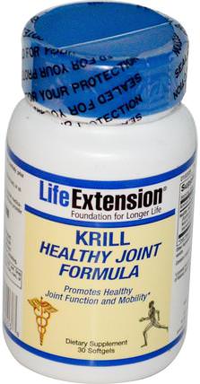 Krill Healthy Joint Formula, 30 Softgels by Life Extension, 健康，骨骼，骨質疏鬆症，關節健康，補充劑，efa omega 3 6 9（epa dha），磷蝦油 HK 香港