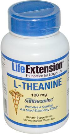 L-Theanine, 100 mg, 60 Veggie Caps by Life Extension, 補充劑，氨基酸，茶氨酸 HK 香港