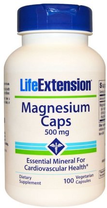 Magnesium Caps, 500 mg, 100 Veggie Caps by Life Extension, 補品，礦物質，鎂 HK 香港