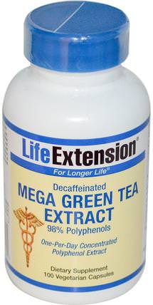 Mega Green Tea Extract, Decaffeinated, 100 Veggie Caps by Life Extension, 補充劑，抗氧化劑，綠茶 HK 香港